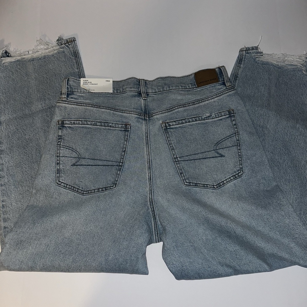 American Eagle Strigid Super‎ High Rise Baggy Straight Womens Jeans 12 Short - Picture 7 of 12